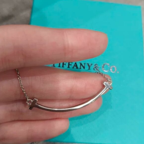 Tiffany T Smile Pendant in White Gold, Small - Picture 4 of 4